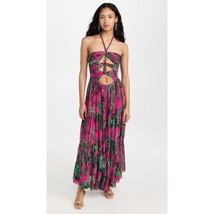 FARM Rio Leaves Pink Maxi Dress NWOT $320